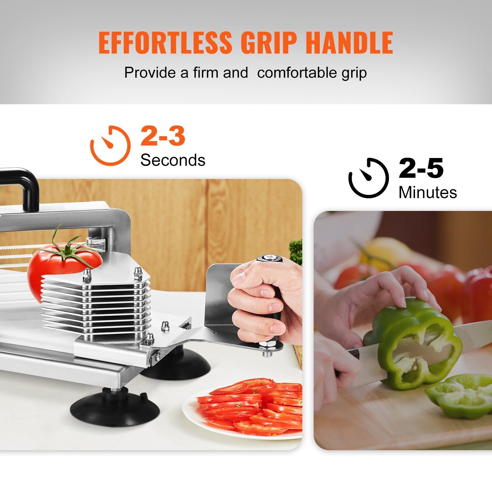 VEVOR Commercial Tomato Slicer, 3/8 inch Tomato Cutter Slicer, Stainless Steel Heavy Duty Tomato Slicer Machine, Manual Tomato Slicer with Non-slip Feet, for Cutting Tomatoes, Cucumbers, Bananas 