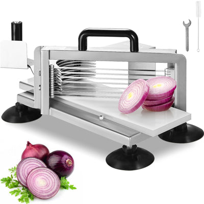 VEVOR Commercial Tomato Slicer, 3/8 inch Tomato Cutter Slicer, Stainless Steel Heavy Duty Tomato Slicer Machine, Manual Tomato Slicer with Non-slip Feet, for Cutting Tomatoes, Cucumbers, Bananas 