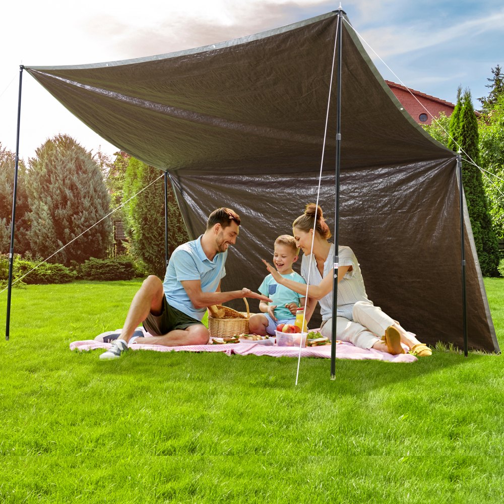 VEVOR Tarp 10x12 ft, Waterproof Plastic Poly Tarp Cover 10 Mil, Multi Purpose Tear UV and Temperature Resistant Outdoor Tarpaulin with High Durability Reinforced Grommets (Silver/Brown) 