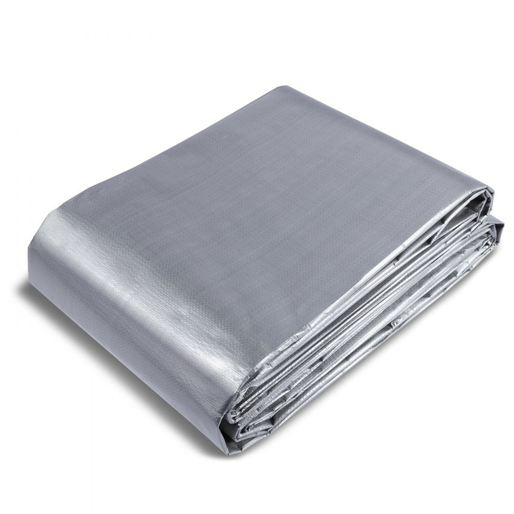 VEVOR Tarp 10x12 ft, Waterproof Plastic Poly Tarp Cover 10 Mil, Multi Purpose Tear UV and Temperature Resistant Outdoor Tarpaulin with High Durability Reinforced Grommets (Silver/Brown) 