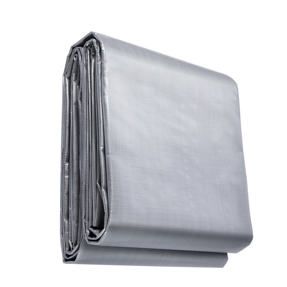 VEVOR Tarp 10x12 ft, Waterproof Plastic Poly Tarp Cover 10 Mil, Multi Purpose Tear UV and Temperature Resistant Outdoor Tarpaulin with High Durability Reinforced Grommets (Silver/Brown) 