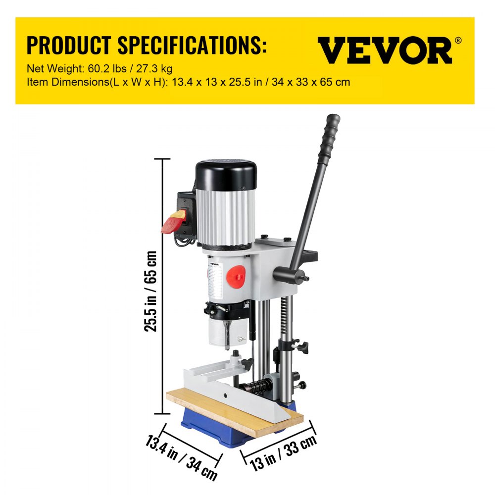VEVOR Mortise Machine Hollow Chisel Mortise With Chisel Bit Set for Woodworking 