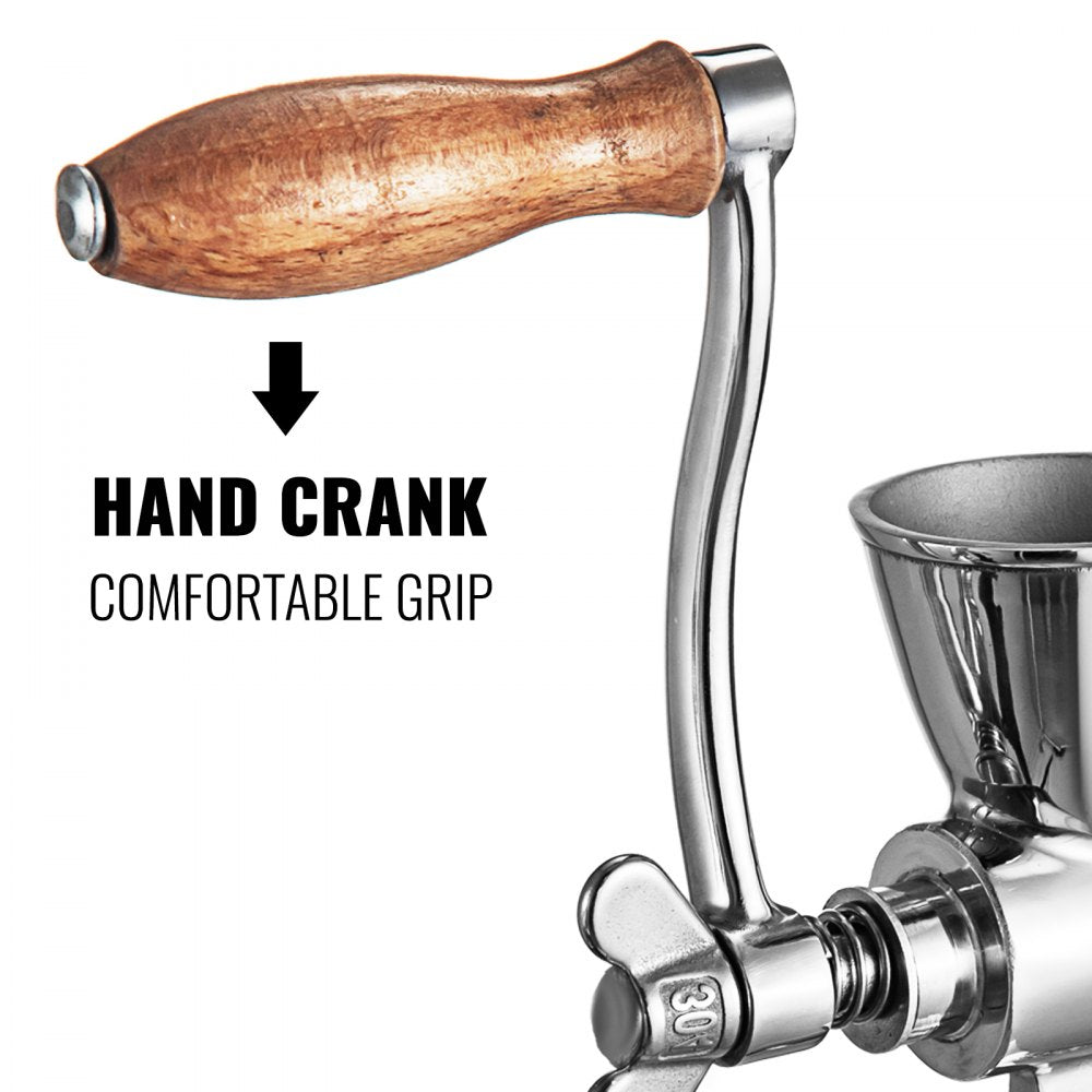 VEVOR Manual Grain Grinder, Stainless Steel Manual Grain Mill,Countertop Clamp Design Manual Coffee Bean Grinder,Wooden Handle Wheat Grinder Hand Crank For Grinding Coffee Beans Corn Wheat 