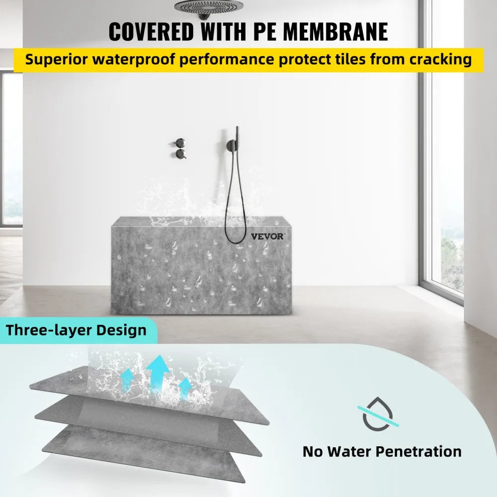 VEVOR Tile Shower Seat, 38.2" x 11.4" x 20" Ready To Tile Shower Seat, Factory Waterproof & 100% Leak Proof Tileable Shower Corner Seat, 440 lbs Load-bearing Rectangular Board Shower Bench
