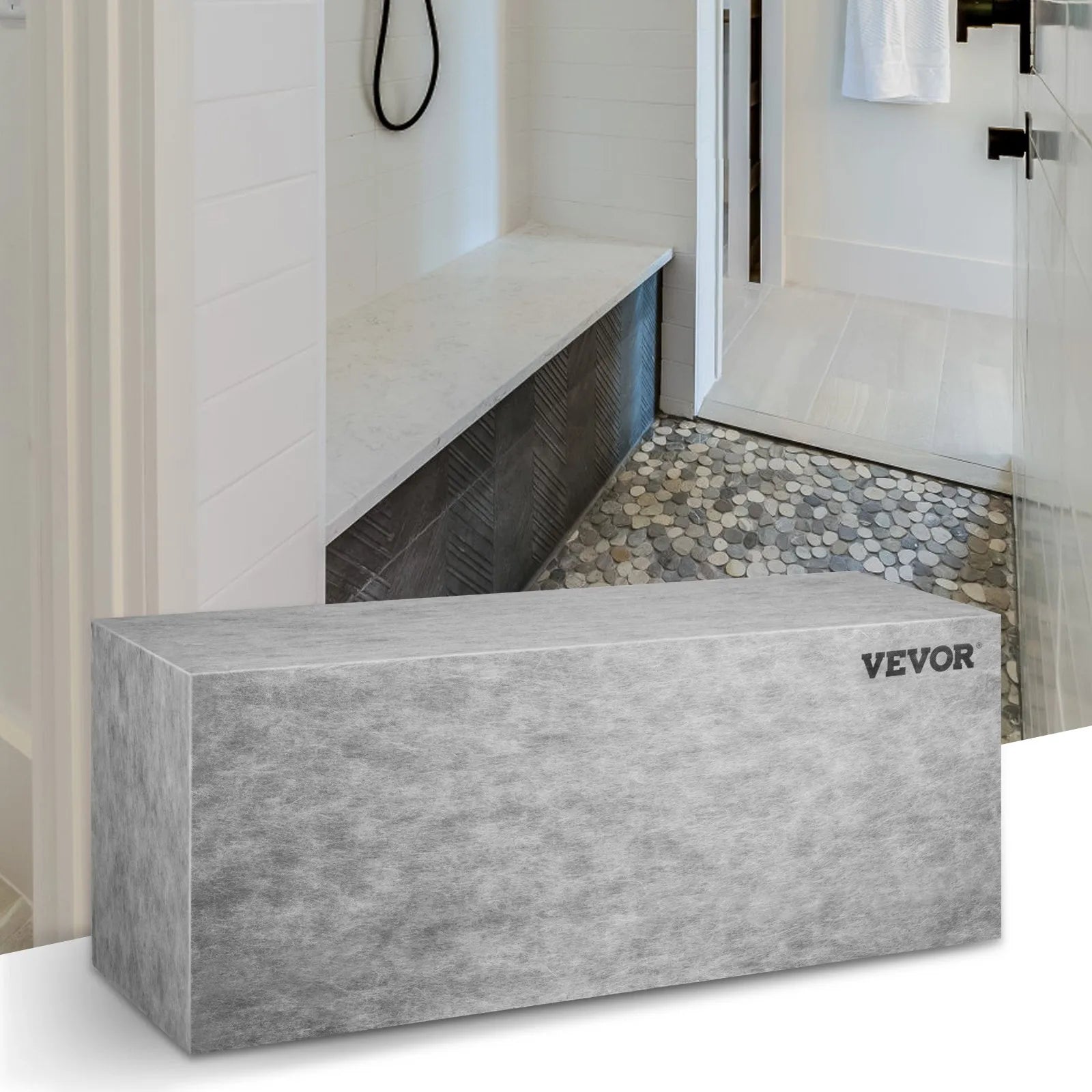 VEVOR Tile Shower Seat, 47.2" x 16" x 20" Ready To Tile Shower Seat, Factory Waterproof & 100% Leak Proof Tileable Shower Corner Seat, 440 lbs Load-bearing Rectangular Board Shower Bench