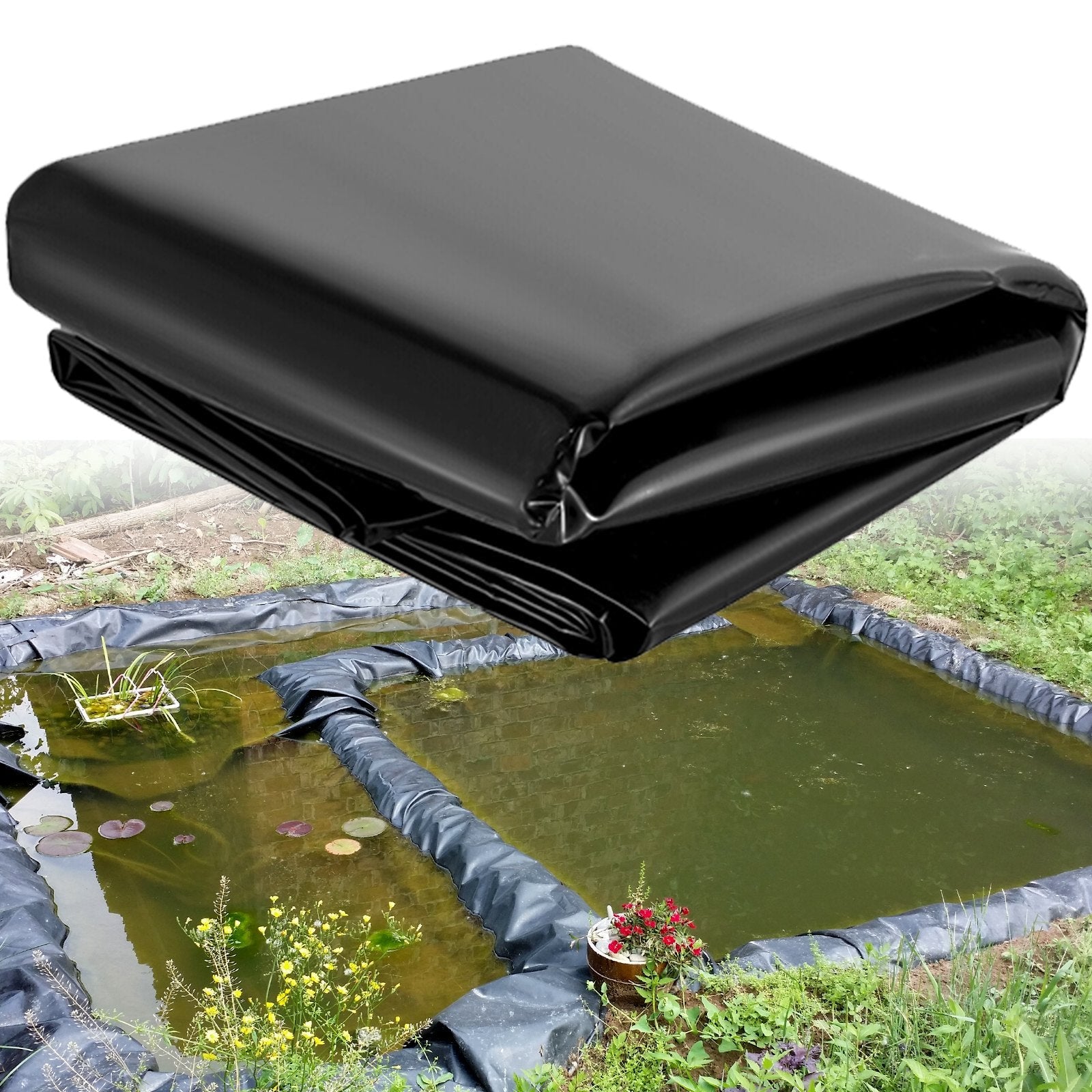 VEVOR LLDPE Pond Liner 20x25 ft, Pond Liner 20 Mil, Fish Pond Liners for Waterfall, Pond and Fish Ponds 