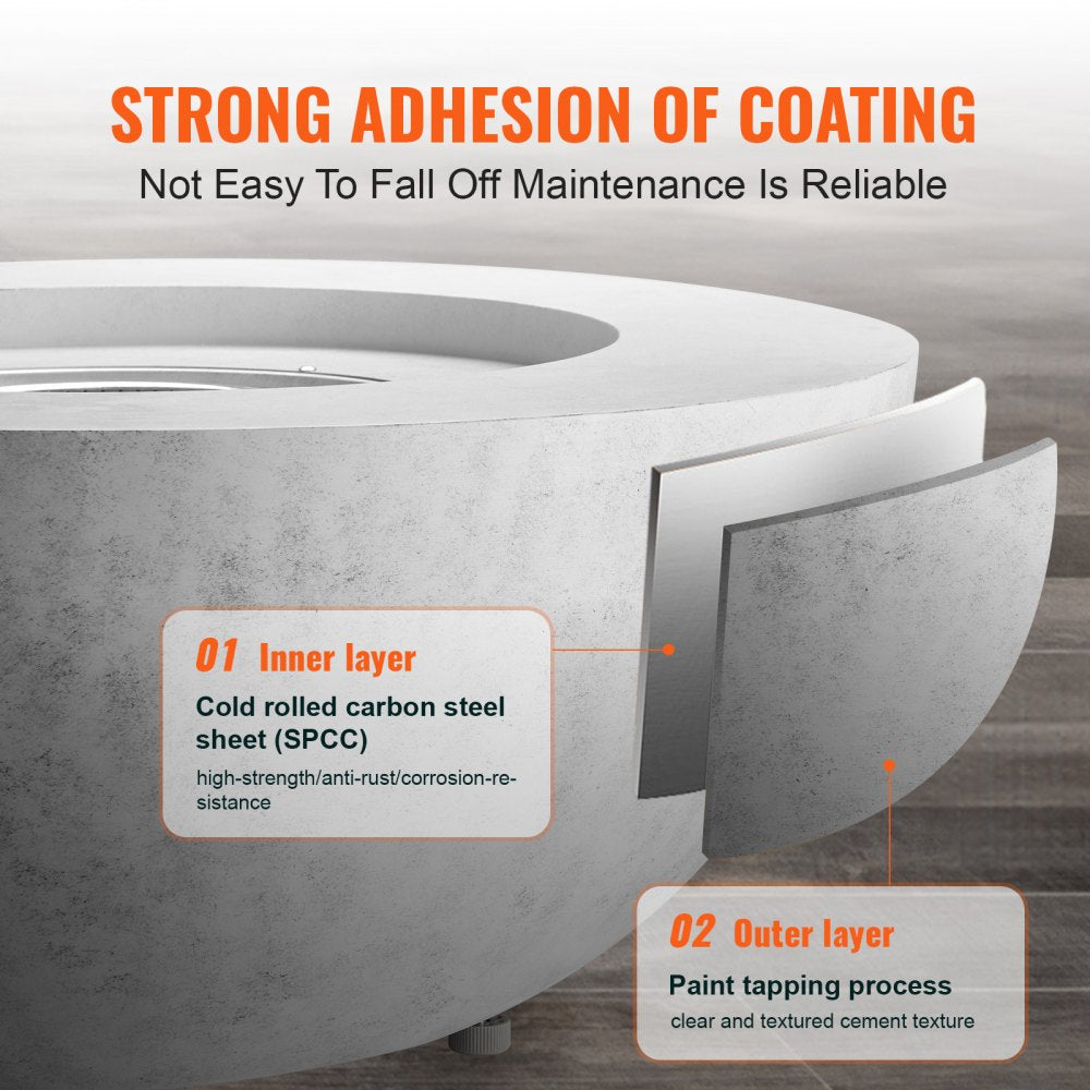 VEVOR Propane Fire Pit Outdoor Concrete Gas Fire Pit 39 in Tabletop 50000 BTU 