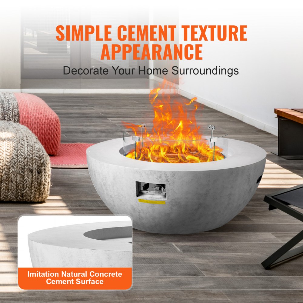 VEVOR Propane Fire Pit Outdoor Concrete Gas Fire Pit 39 in Tabletop 50000 BTU 