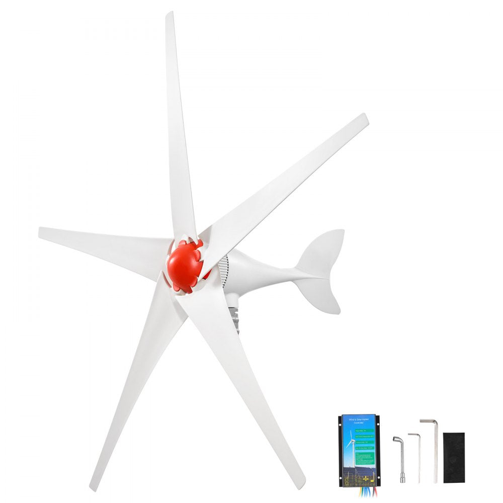 800W 12V Wind Turbine Generator, 5-Blade Wind & Solar Hybrid Power Kit for RV, Boat, Home & Farm