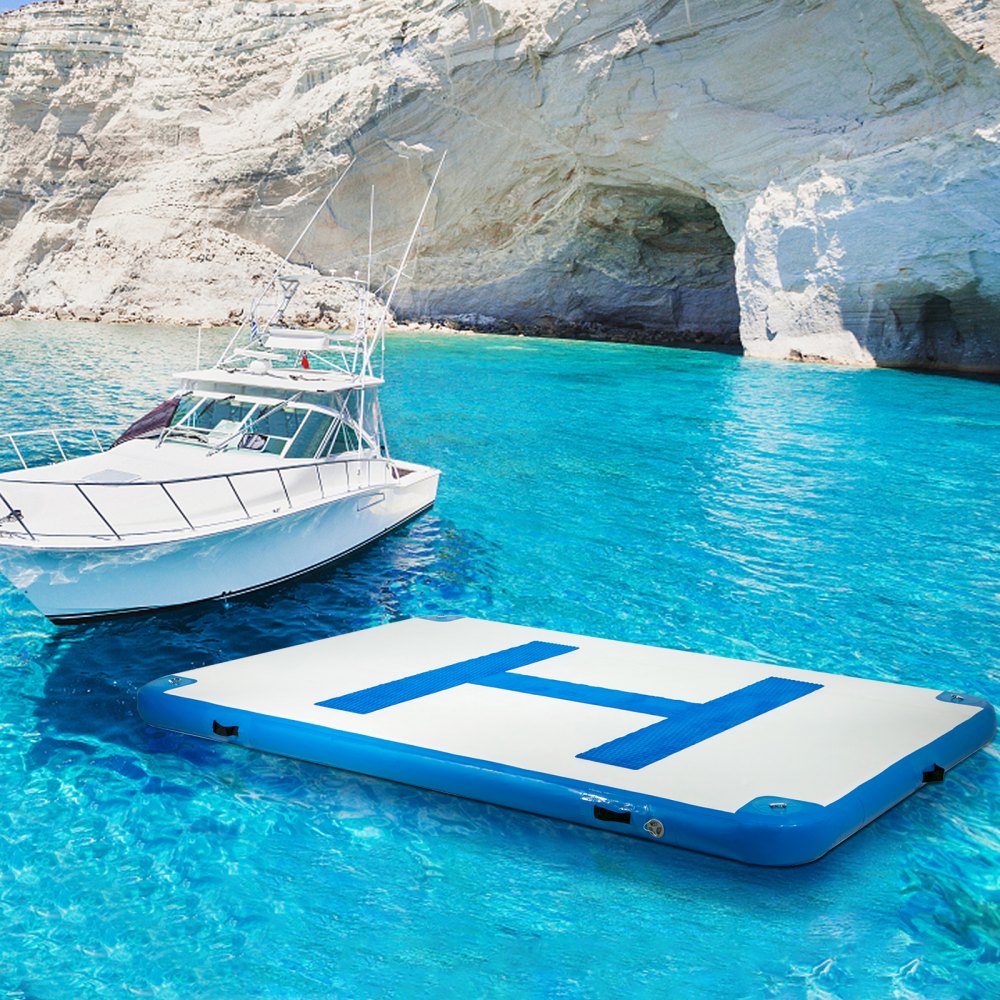 VEVOR Inflatable Floating Dock 10 x 6.5 ft, Inflatable Dock Platform with Electric Air Pump, Inflatable Swim Platform  6 Inch Thick, Floating Dock  5-6 People, Floating Platform for Pool Beach Ocean 
