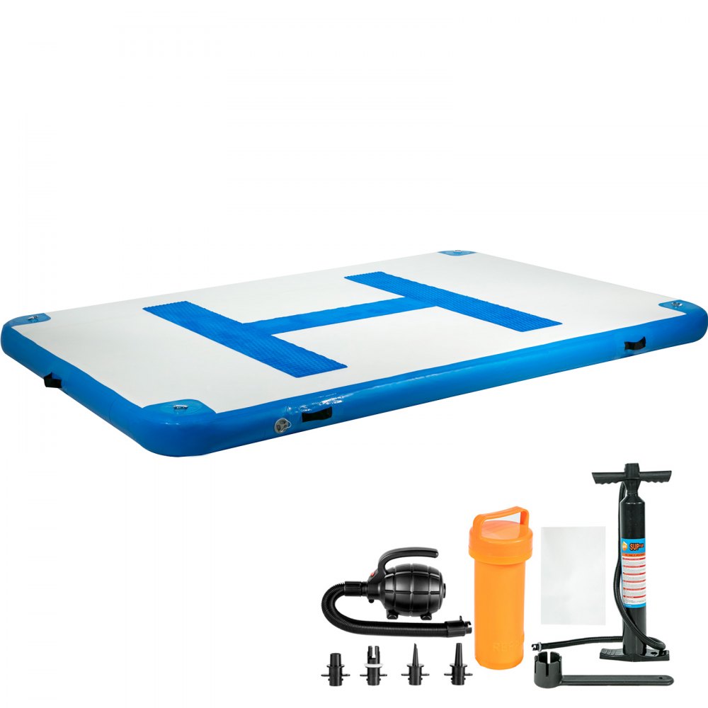 VEVOR Inflatable Floating Dock 10 x 6.5 ft, Inflatable Dock Platform with Electric Air Pump, Inflatable Swim Platform  6 Inch Thick, Floating Dock  5-6 People, Floating Platform for Pool Beach Ocean 