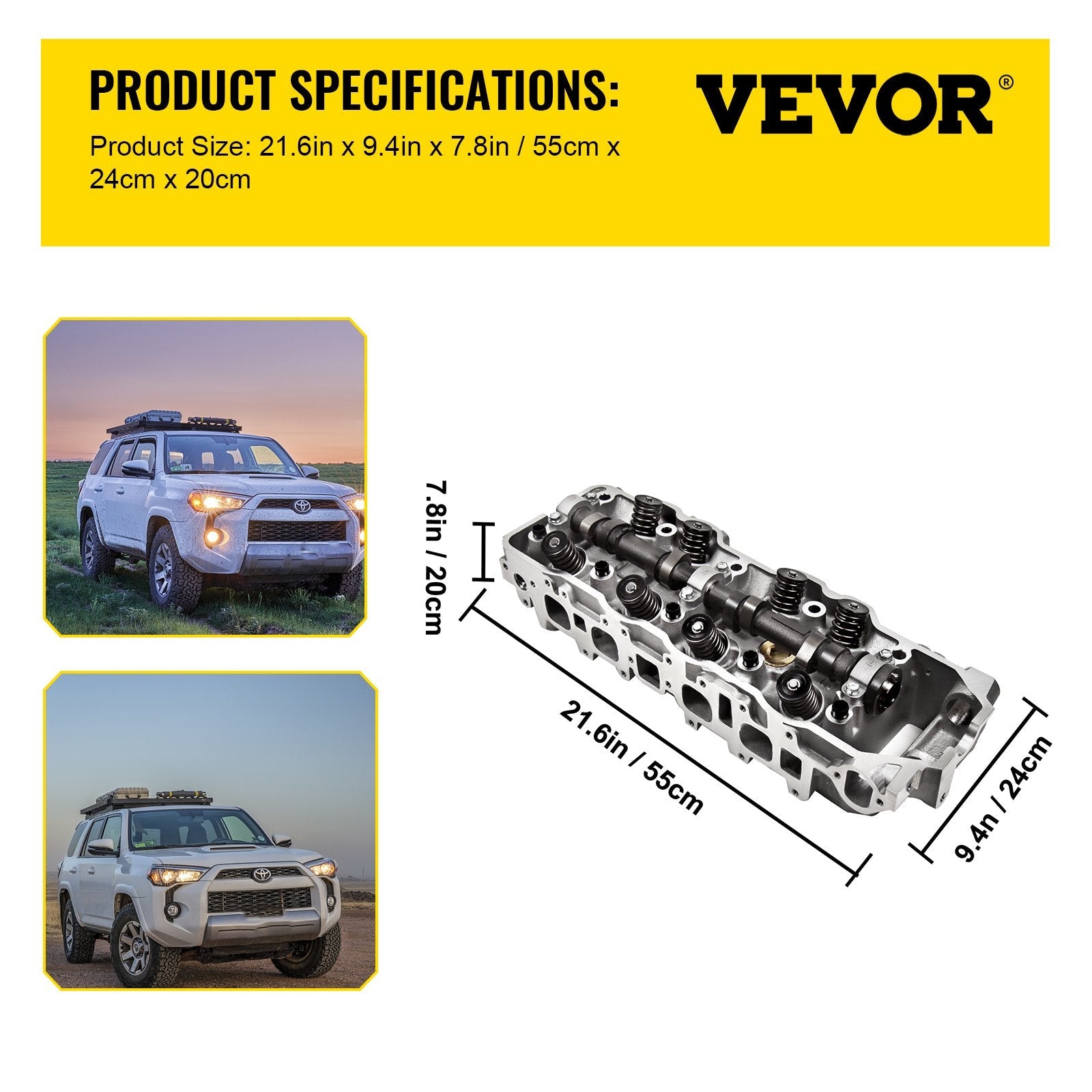 VEVOR Cylinder Head Fit For Toyota 4 Runner 185-95 Fit Toyota Pickup 85-95 2.4L 