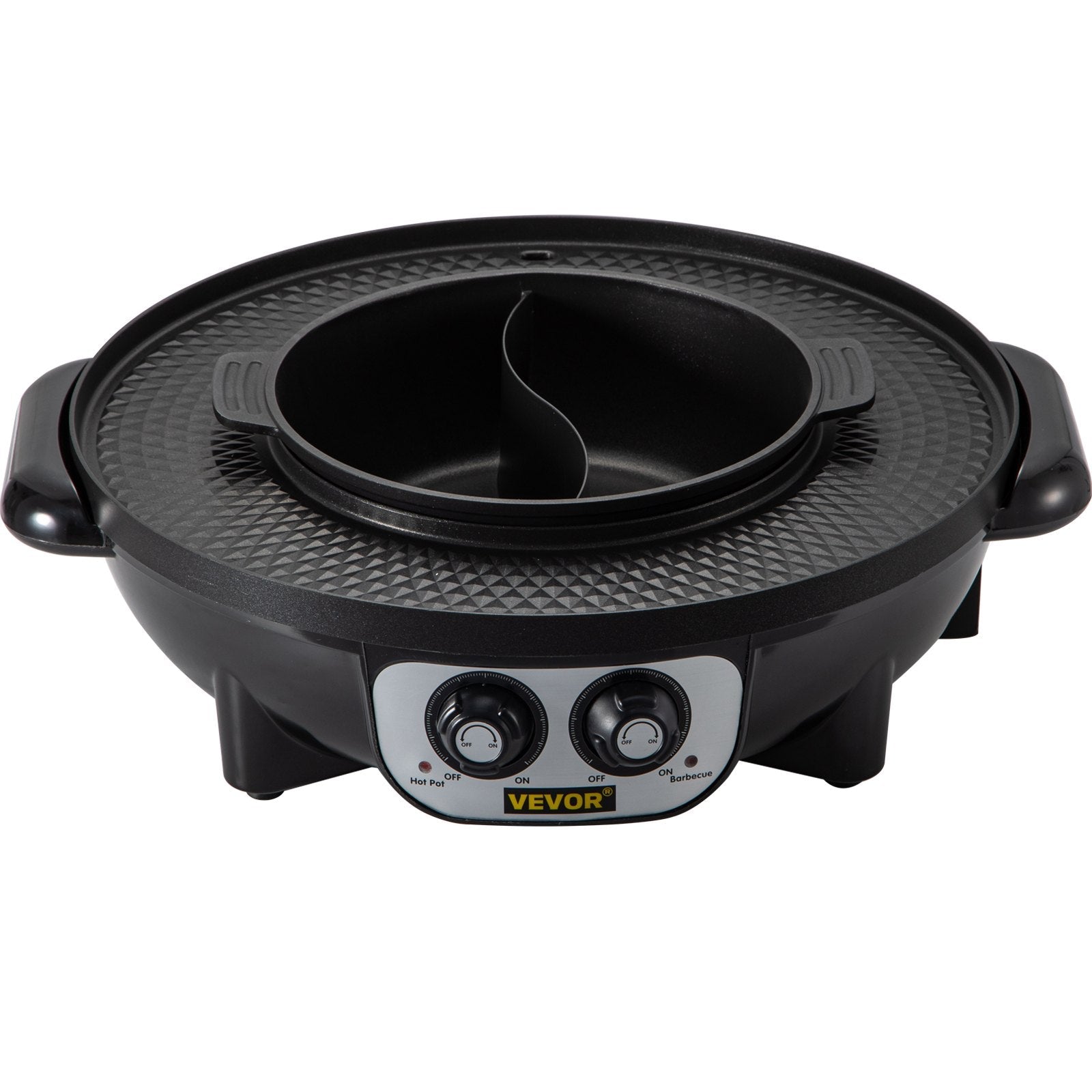 VEVOR 2 in 1 Electric Grill and Hot Pot, 2200W BBQ Pan Grill and Hot Pot, Multifunctional Teppanyaki Grill Pot with Dual Temp Control, Smokeless Hot Pot Grill with Nonstick Coating for 1-8 People 