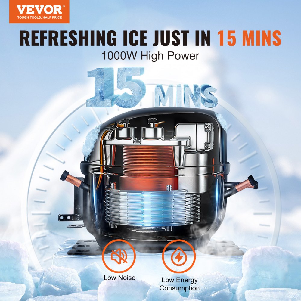 VEVOR Commercial Ice Maker, 550LBS/24H Ice Making Machine with 330.7LBS Large Storage Bin, 1000W Auto Self-Cleaning Ice Maker Machine with 3.5-inch LED Panel for Bar Cafe Restaurant Business 