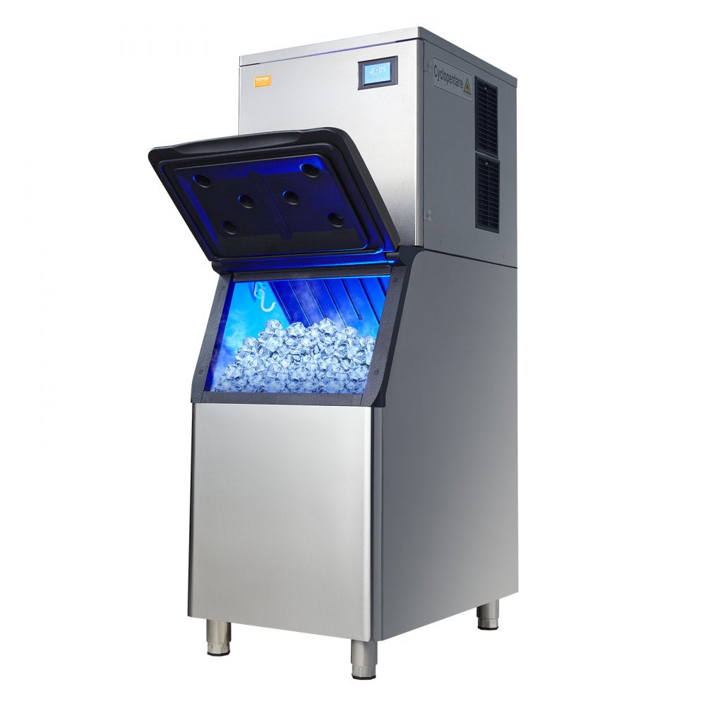 VEVOR Commercial Ice Maker, 550LBS/24H Ice Making Machine with 330.7LBS Large Storage Bin, 1000W Auto Self-Cleaning Ice Maker Machine with 3.5-inch LED Panel for Bar Cafe Restaurant Business 