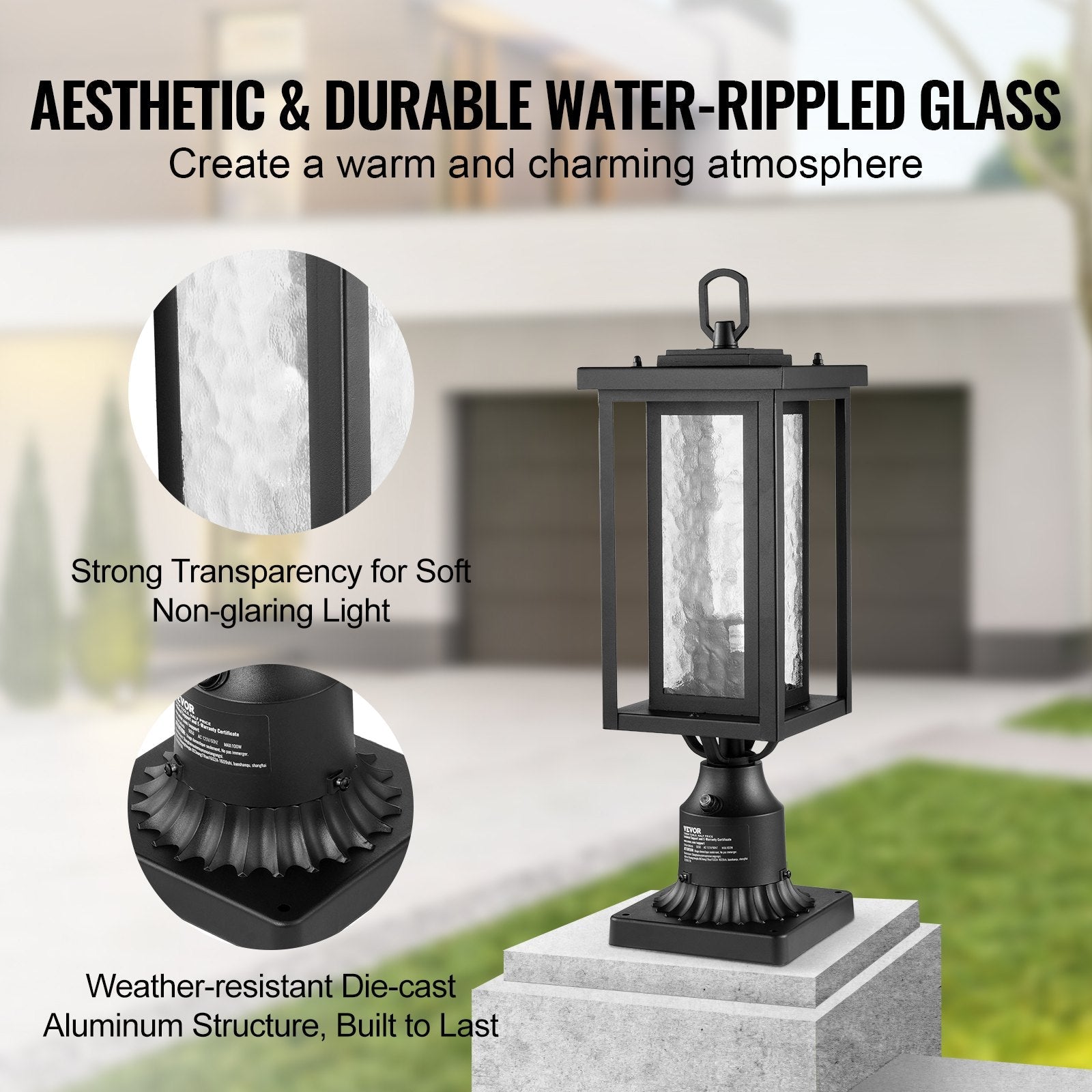 VEVOR 2 PCs Dusk to Dawn Outdoor Lamp Post Light Fixture 17.72in Pole Pier Mount 