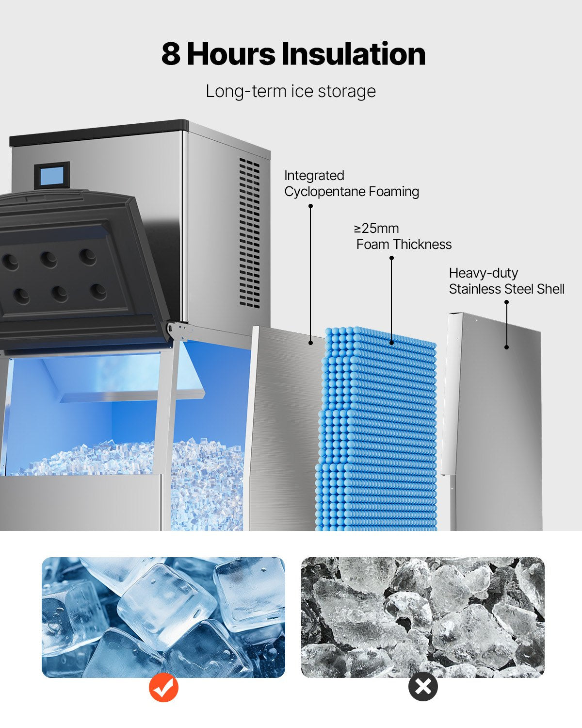 VEVOR Commercial Ice Maker Storage Bin 250lbs Capacity Ice Bin with Filter 