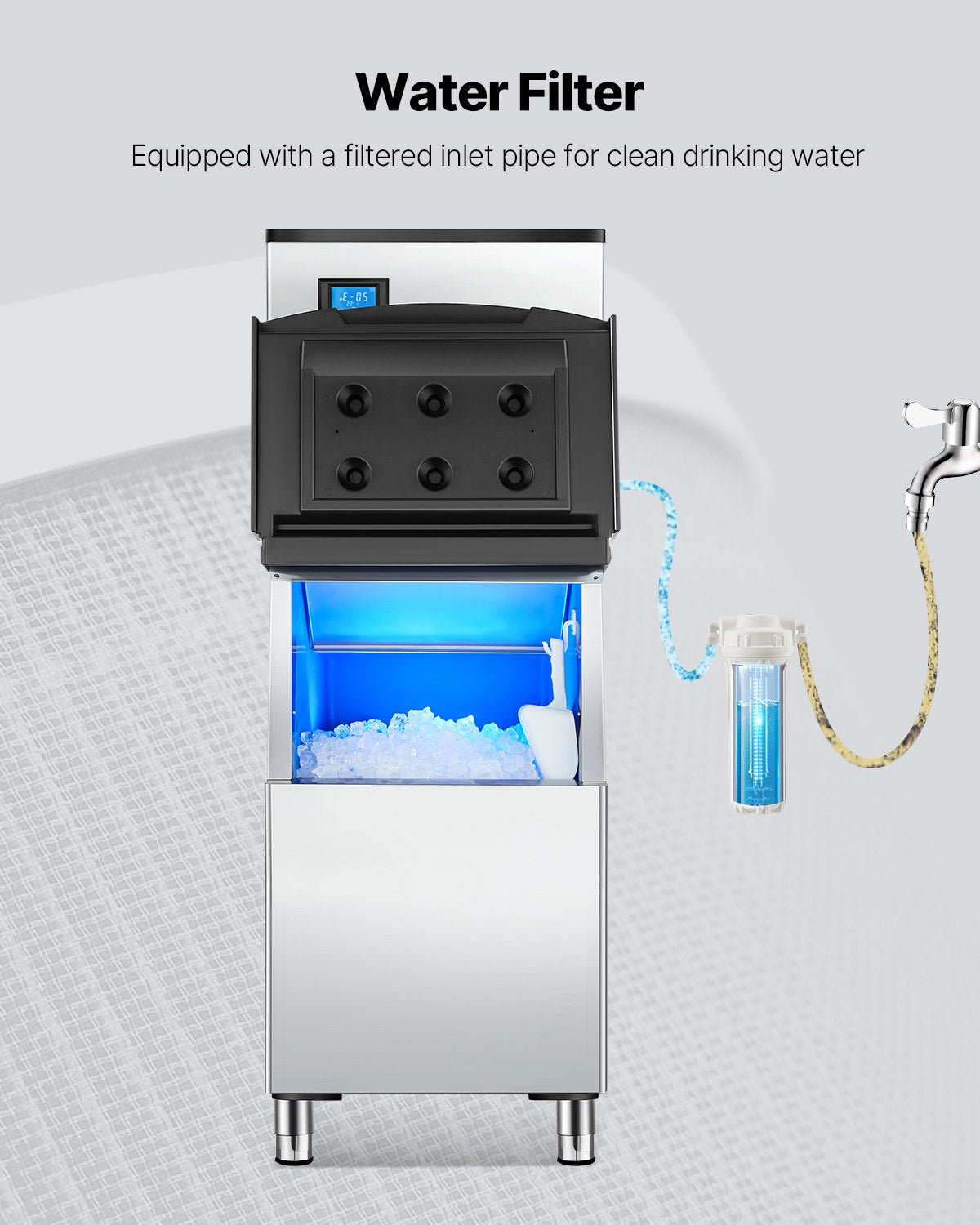 VEVOR Commercial Ice Maker Storage Bin 250lbs Capacity Ice Bin with Filter 
