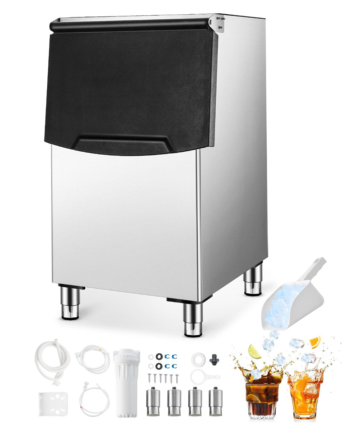 VEVOR Commercial Ice Maker Storage Bin 250lbs Capacity Ice Bin with Filter 