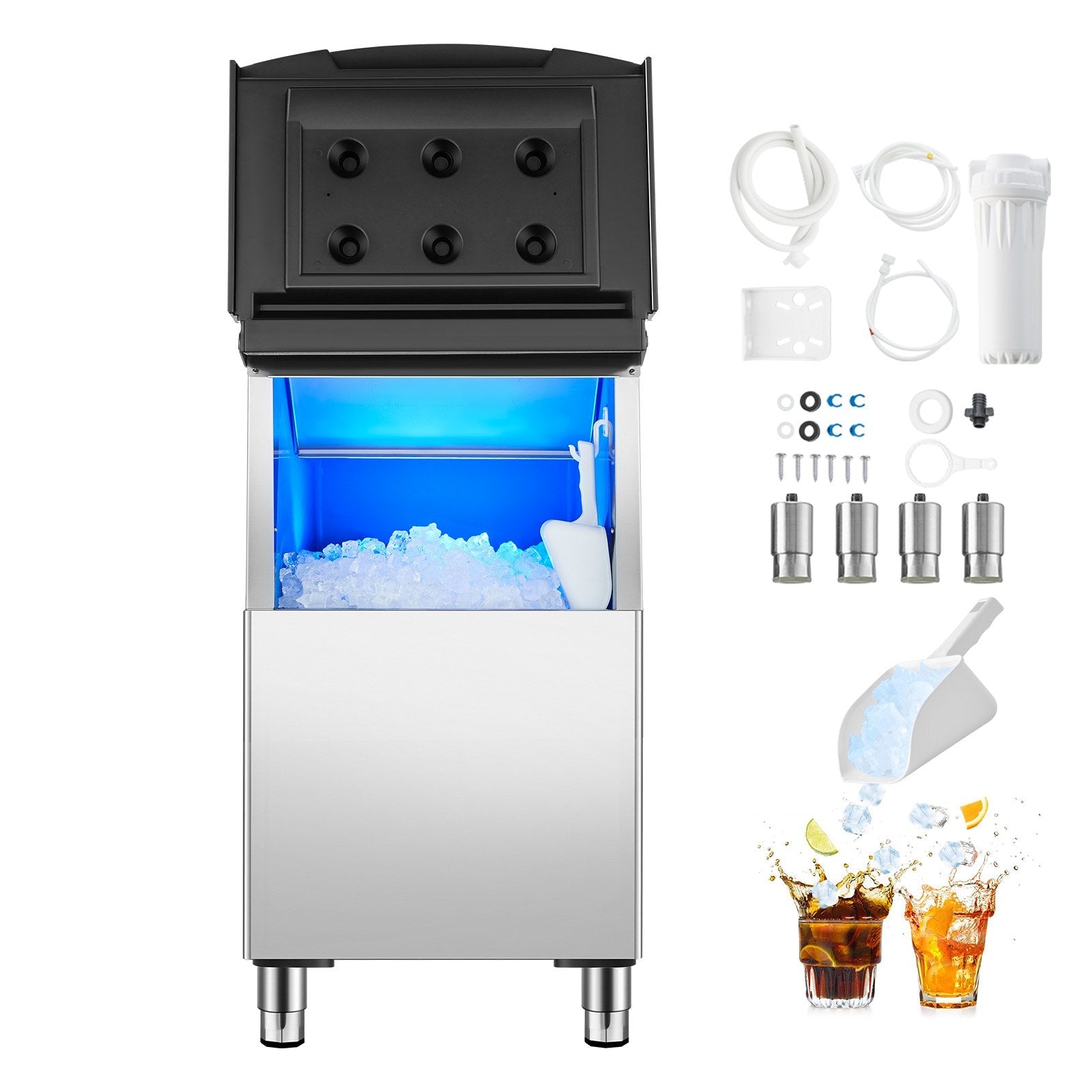 VEVOR Commercial Ice Maker Storage Bin 250lbs Capacity Ice Bin with Filter 