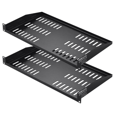 VEVOR 2PCS 1U Server Rack Shelf 10"/254 mm Depth Vented Rack Mount Shelf Tray 