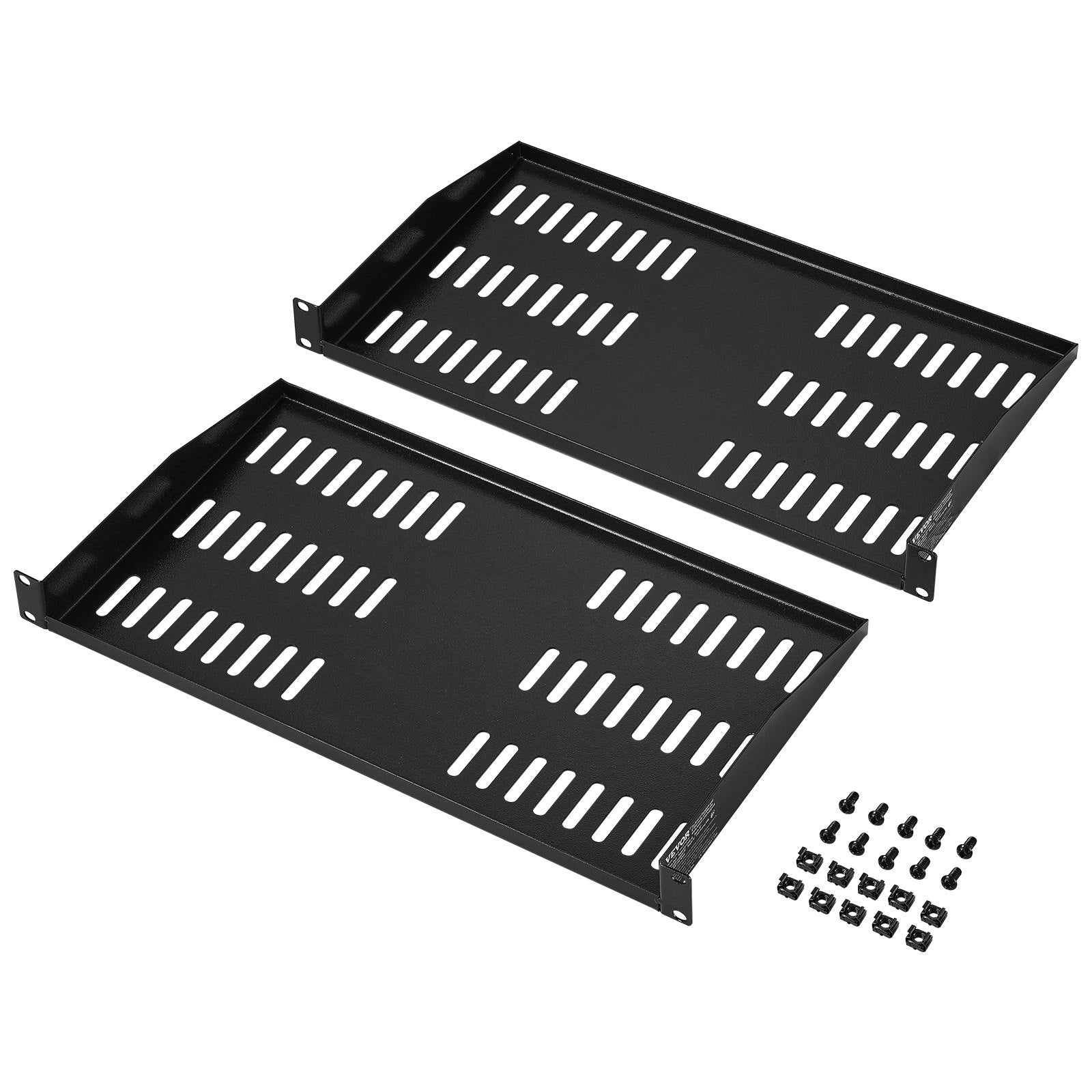 VEVOR 2PCS 1U Server Rack Shelf 10"/254 mm Depth Vented Rack Mount Shelf Tray 