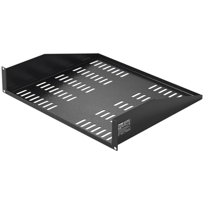 VEVOR 2U Server Rack Shelf 16"/406 mm Depth Vented Rack Mount Shelf with Tray 
