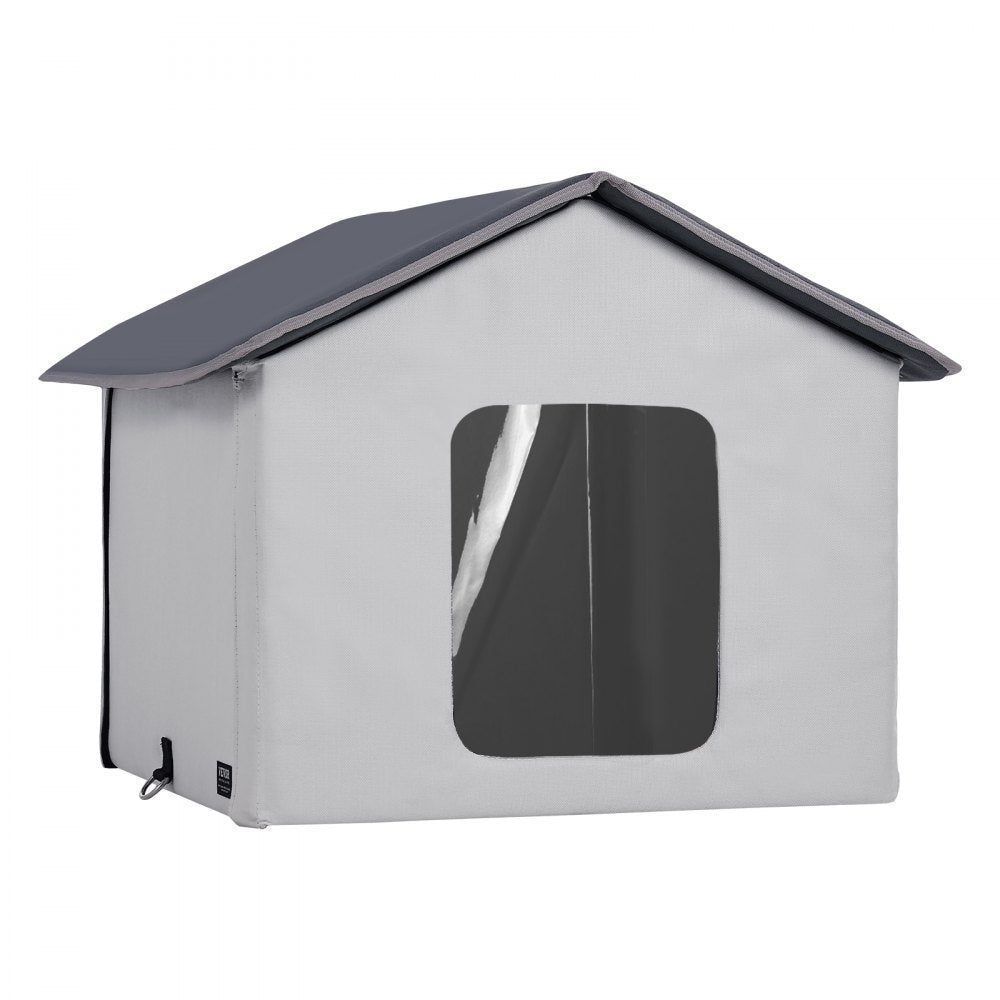 VEVOR Heated Cat House Foldable Kitty Shelter with Heated Pad Gray Middle 