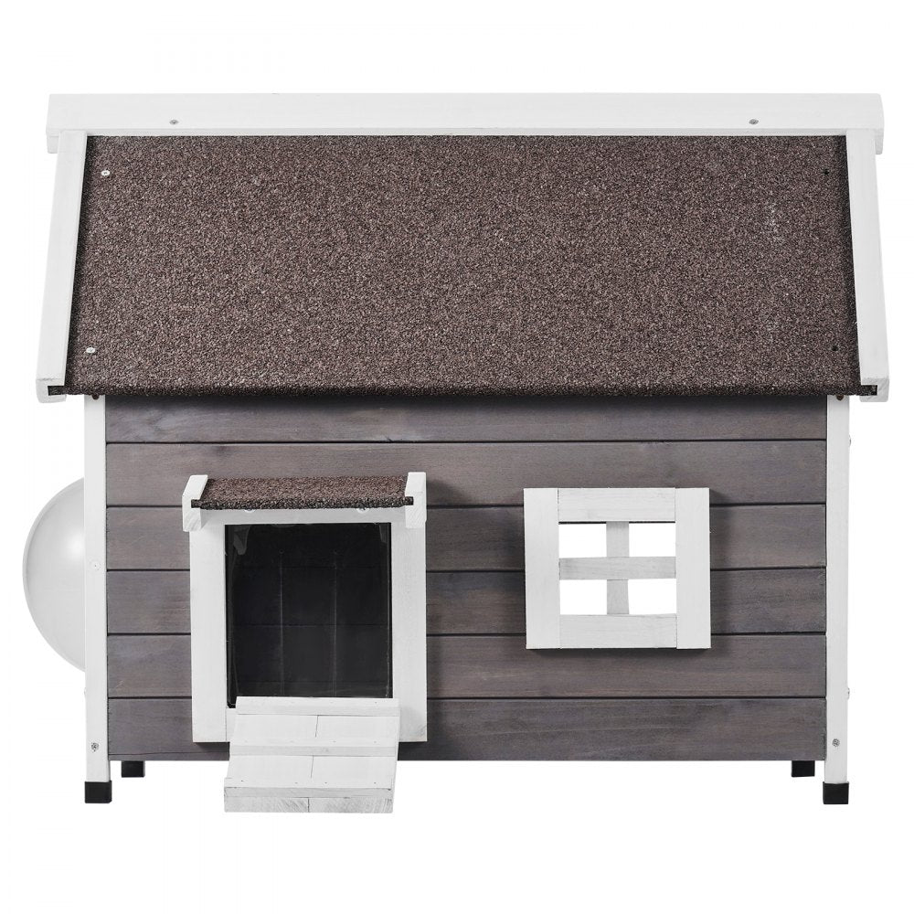 VEVOR Outdoor Cat House Wooden Feral Cat Shelter with Roof Door Flaps & Window 