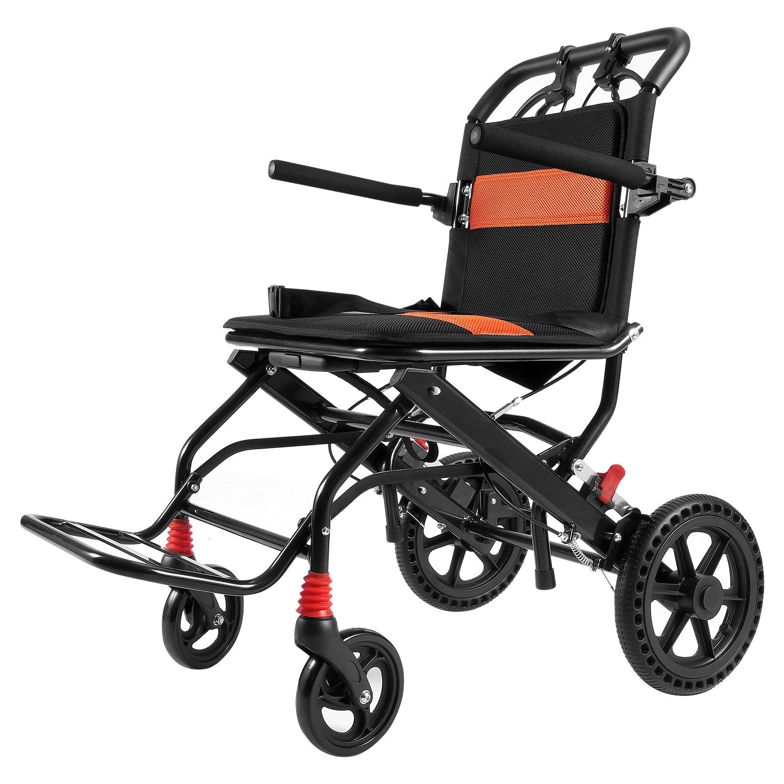 VEVOR Wheelchair Aluminum Alloy Transport Chair Foldable 18-In W Seat 220lbs 