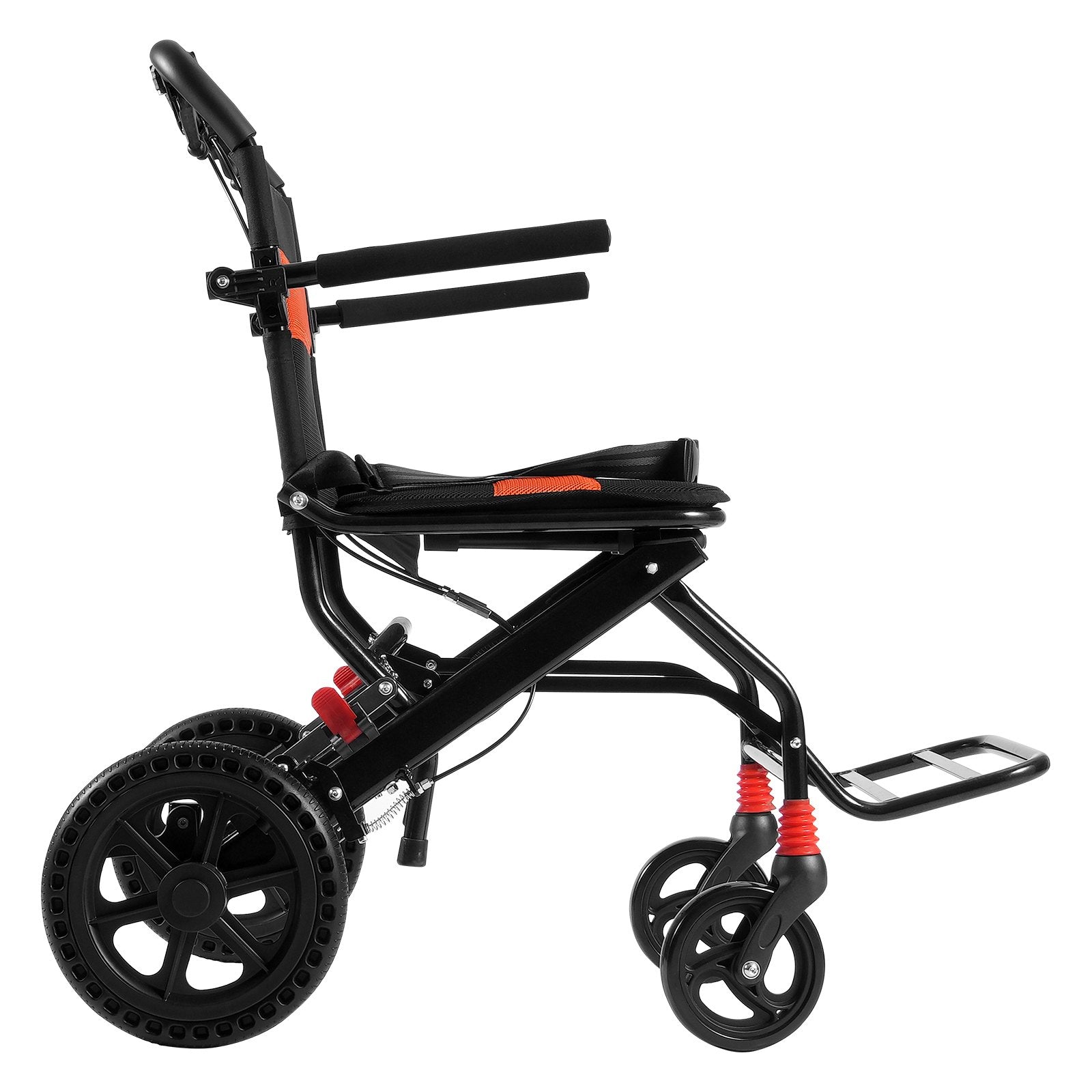 VEVOR Wheelchair Aluminum Alloy Transport Chair Foldable 18-In W Seat 220lbs 