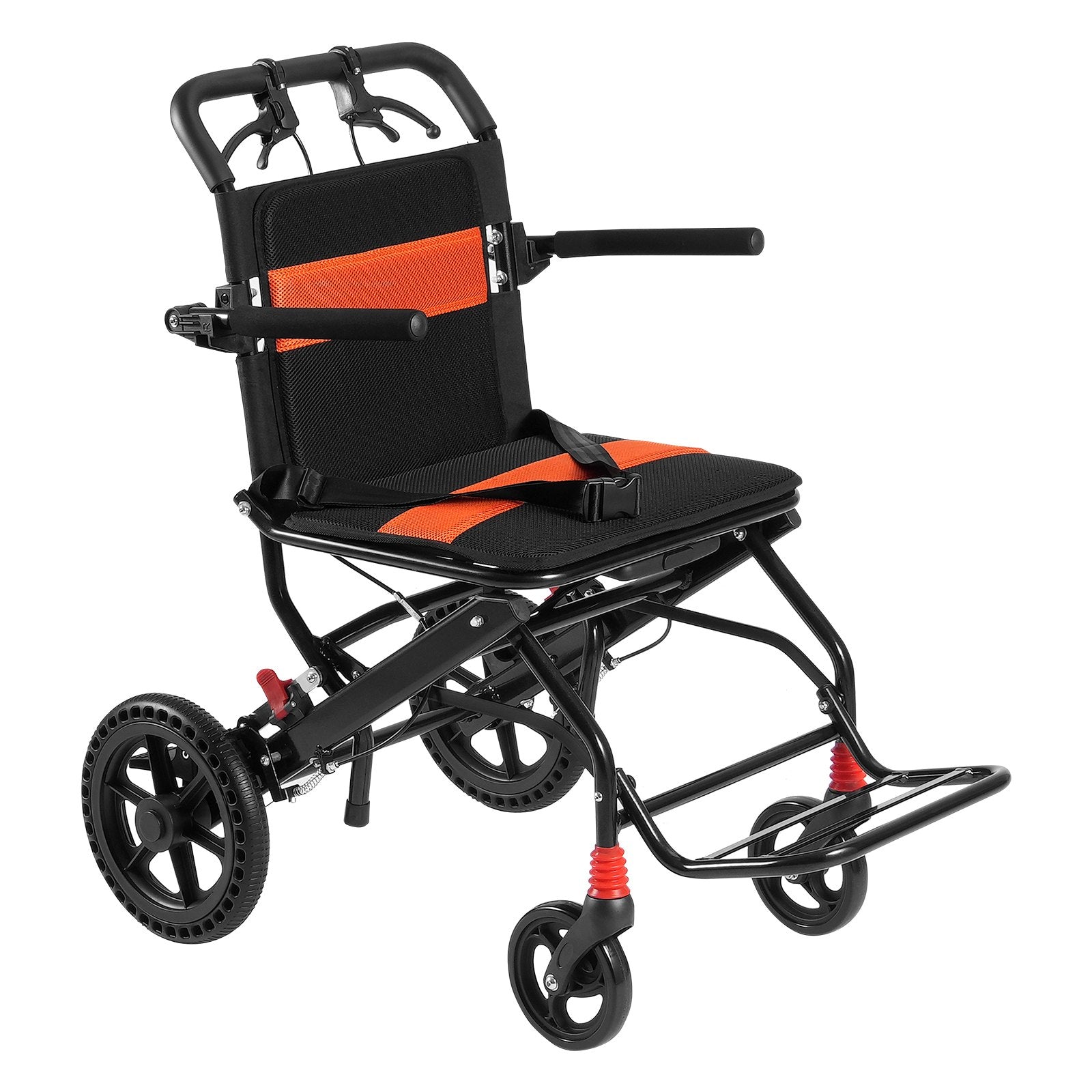 VEVOR Wheelchair Aluminum Alloy Transport Chair Foldable 18-In W Seat 220lbs 