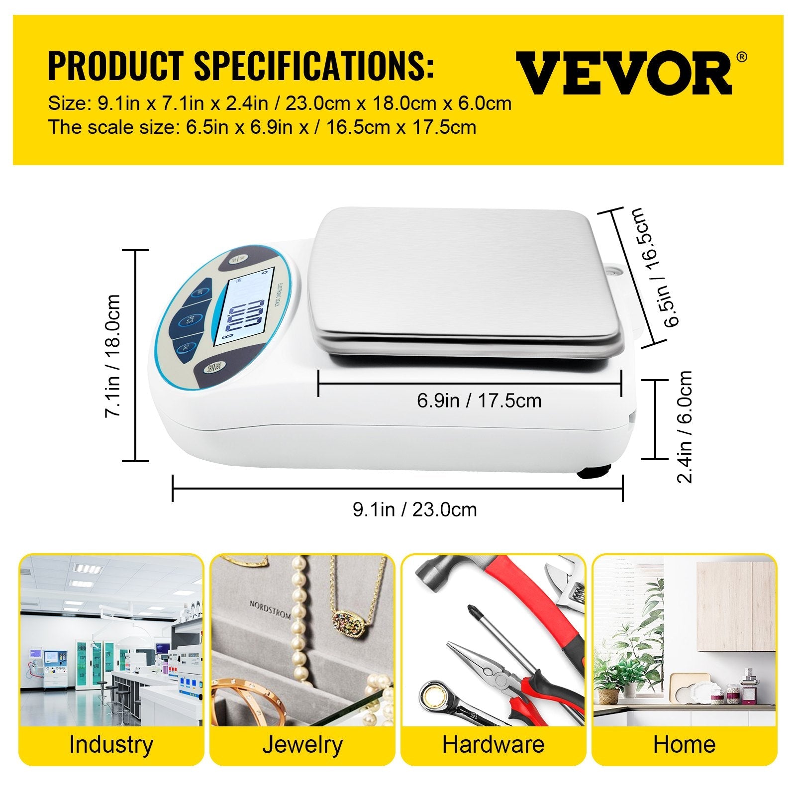 VEVOR Analytical Balance, 5000g x 0.01g Accuracy Lab Scale, High Precision Electronic Analytical Balance, 13 Units Conversion, Counting Function, LCD Display, for Lab University Jewelry (5000g, 0.01g) 