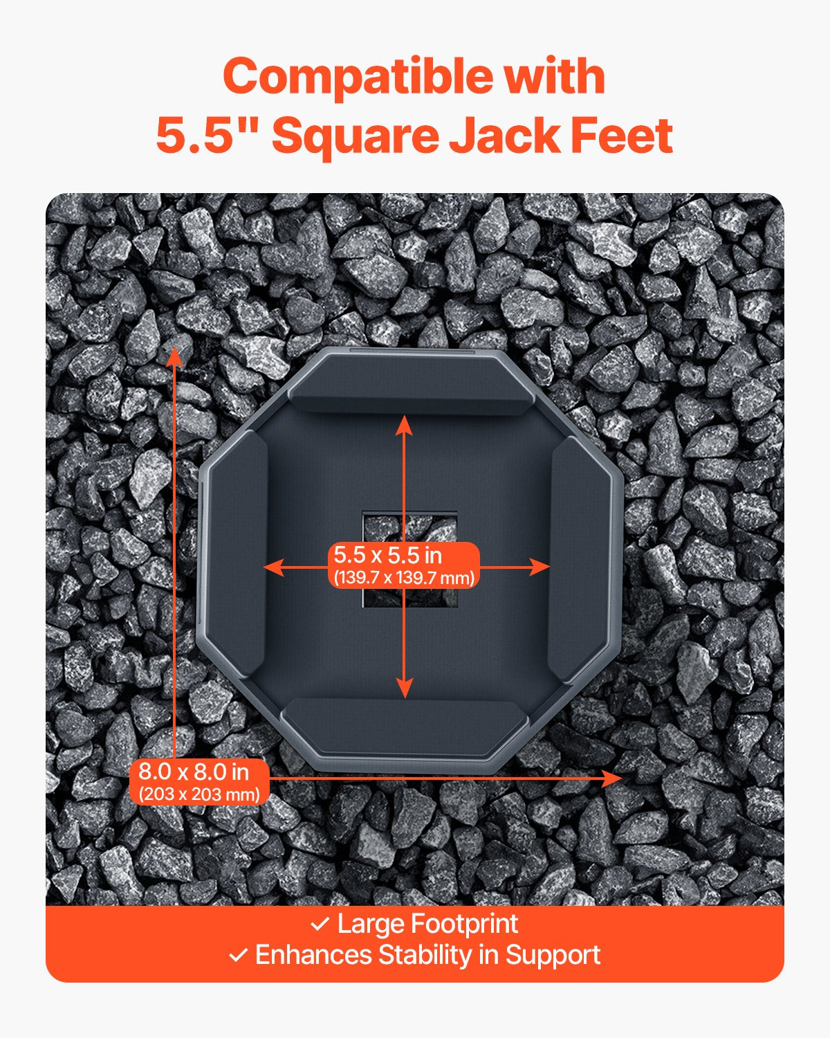 RV Leveling Pads 5000 lbs 4 Pcs Rubber Trailer Jack Pads 5.5" Square Feet 