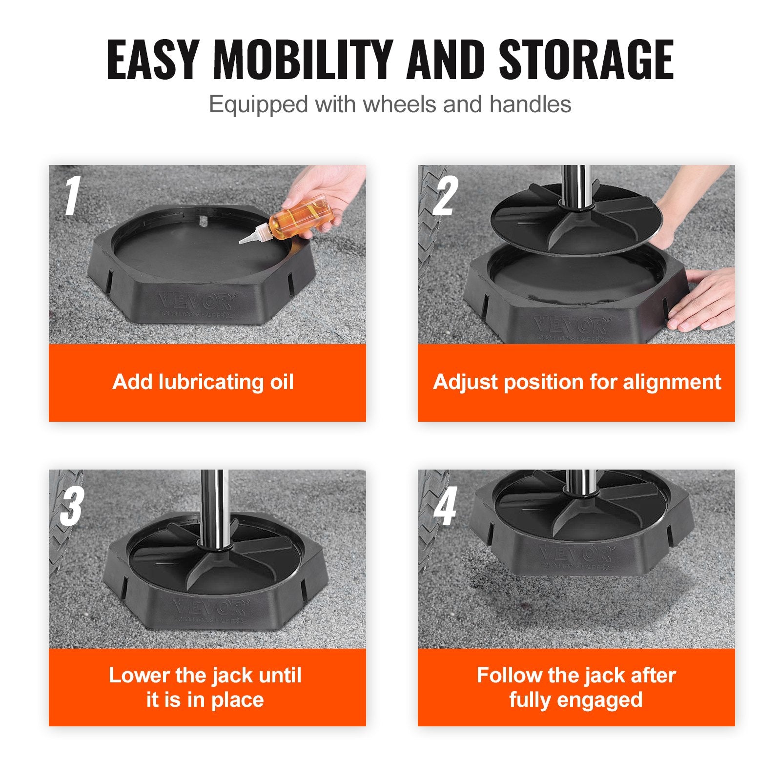 VEVOR RV Leveling Pads, 9 Inch Round Landing Feet, Permanent Attached Jack Stabilizers, Rubber Jack Pads, 5000 lbs Capacity per RV Jack Pad, 5th Wheels, Travel Trailers, Class A/C Motorhomes (4-Pack) 