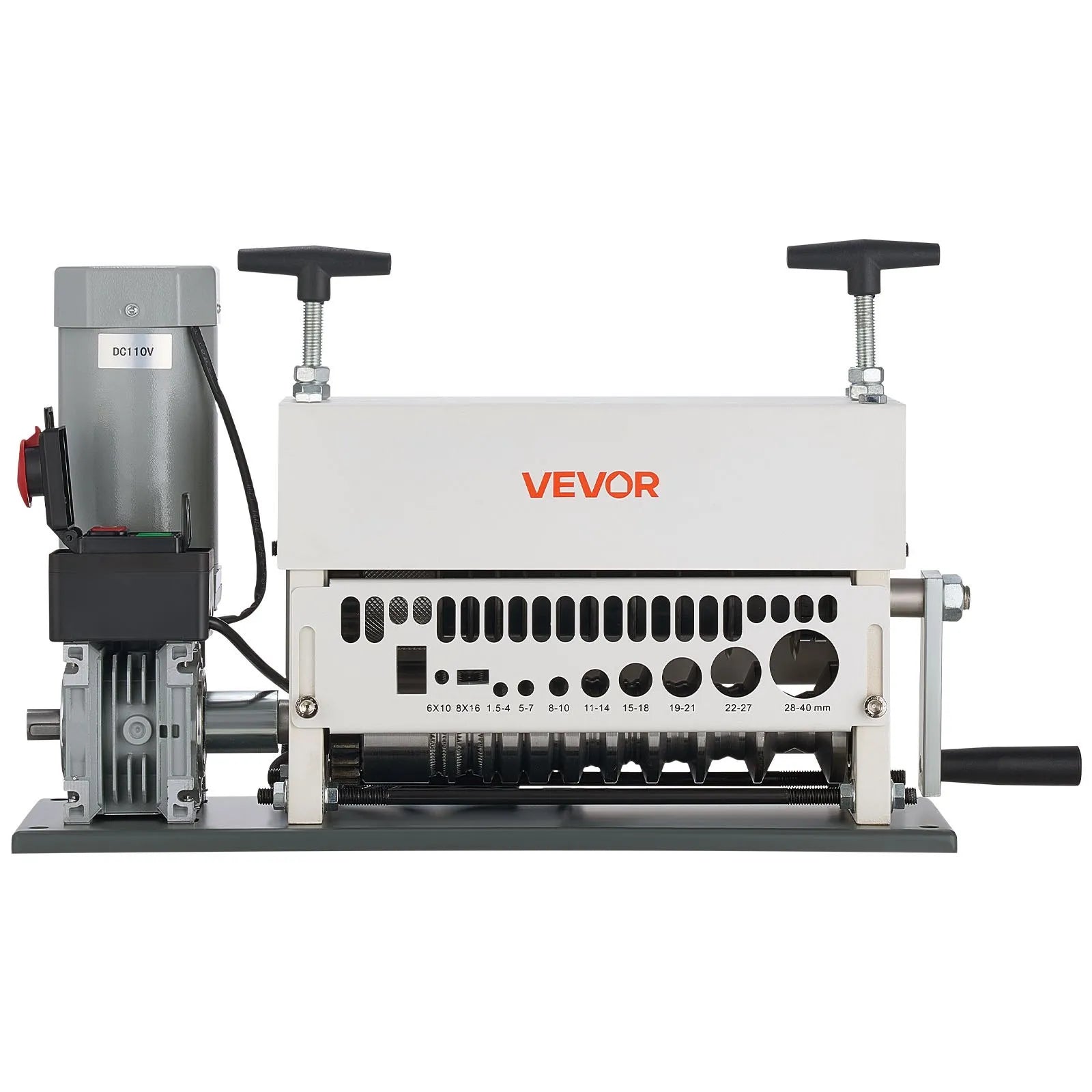 VEVOR Electric Wire Stripper Machine, 0.06-1.57 in, 11 Channel Automatic Copper Cable Stripper, 370W Wire Stripper Tool with Manual Hand Crank Mode, Emergency Stop Button, for Scrap Copper Recycling 
