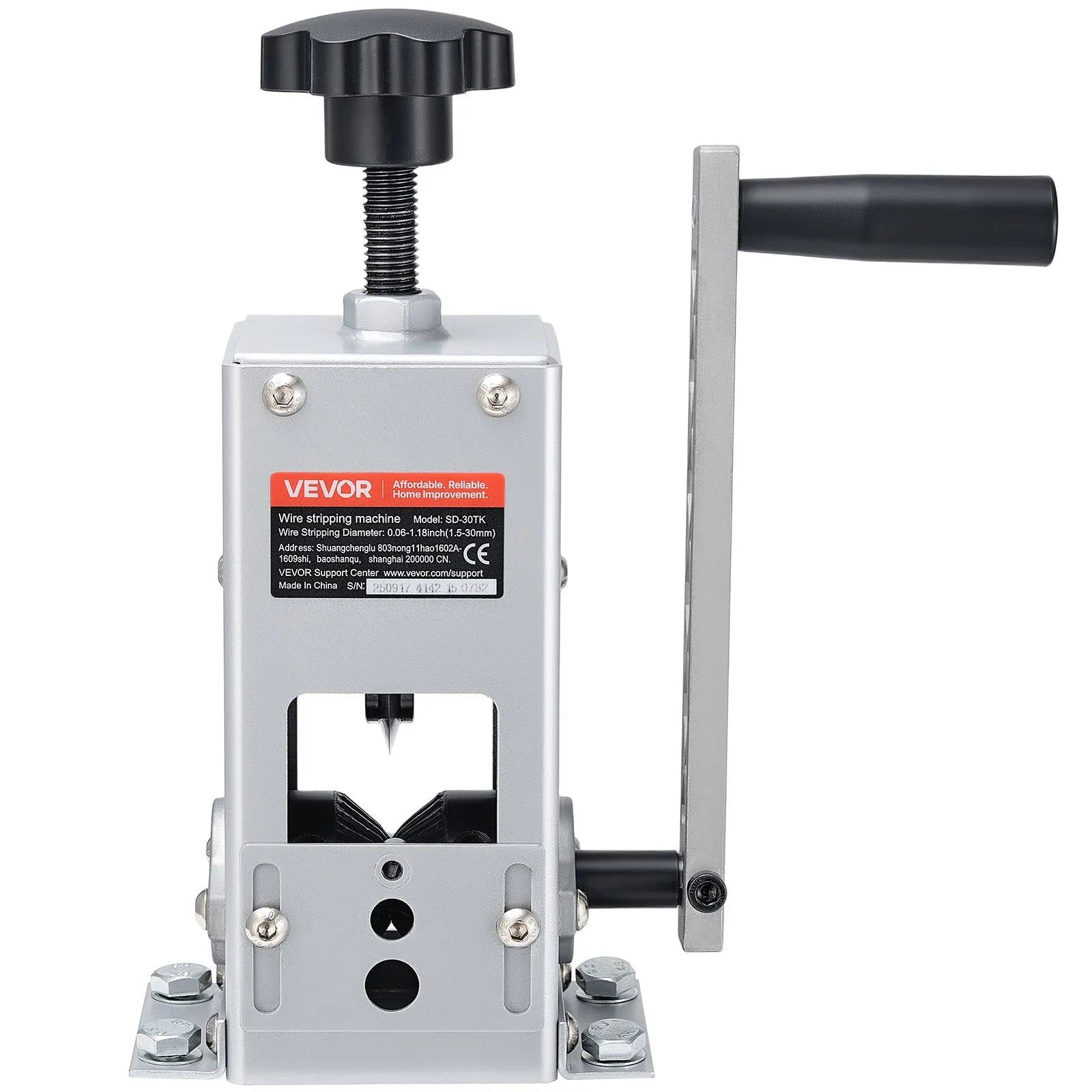 VEVOR Manual Wire Stripper Machine, 0.06-1.18 in, Copper Cable Stripper Tool, Hand Crank or Drill Powered Modes, Heavy-Duty Q235 Frame Wire Stripping Machine, Easy to Use, for Scrap Copper Recycling 