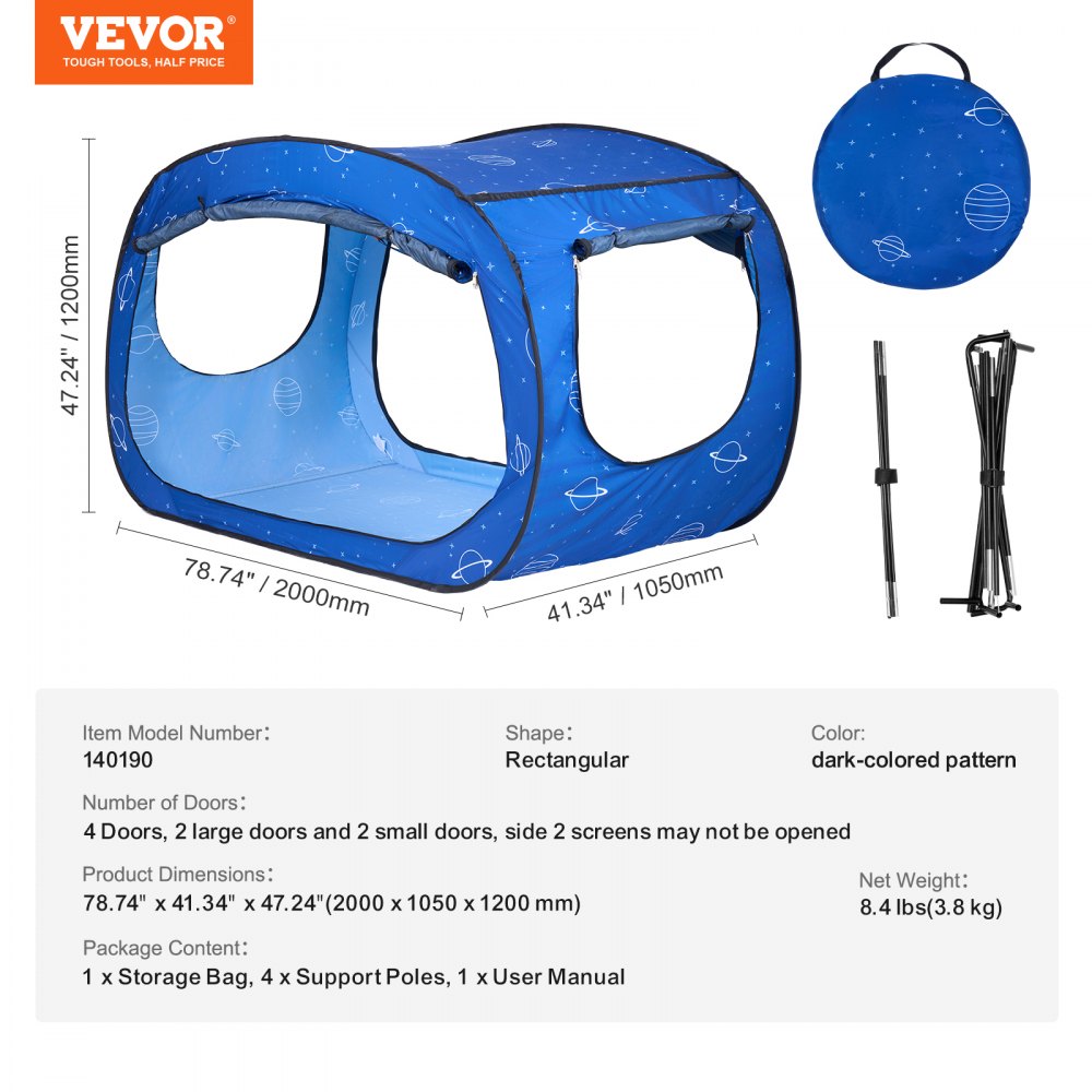 VEVOR 2 Doors Bed Tent Breathable Tent Light Blackout with 0.33 in Fiber Poles 