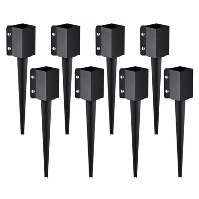VEVOR Fence Post Anchor Ground Spike, 8 Pack 24 x 4 x 4 Inches Outer Diameter (Inner Diameter 3.5 x3.5 Inches), Metal Black Powder Coated Post Stake Ground, for Mailbox Deck Garden Railing 