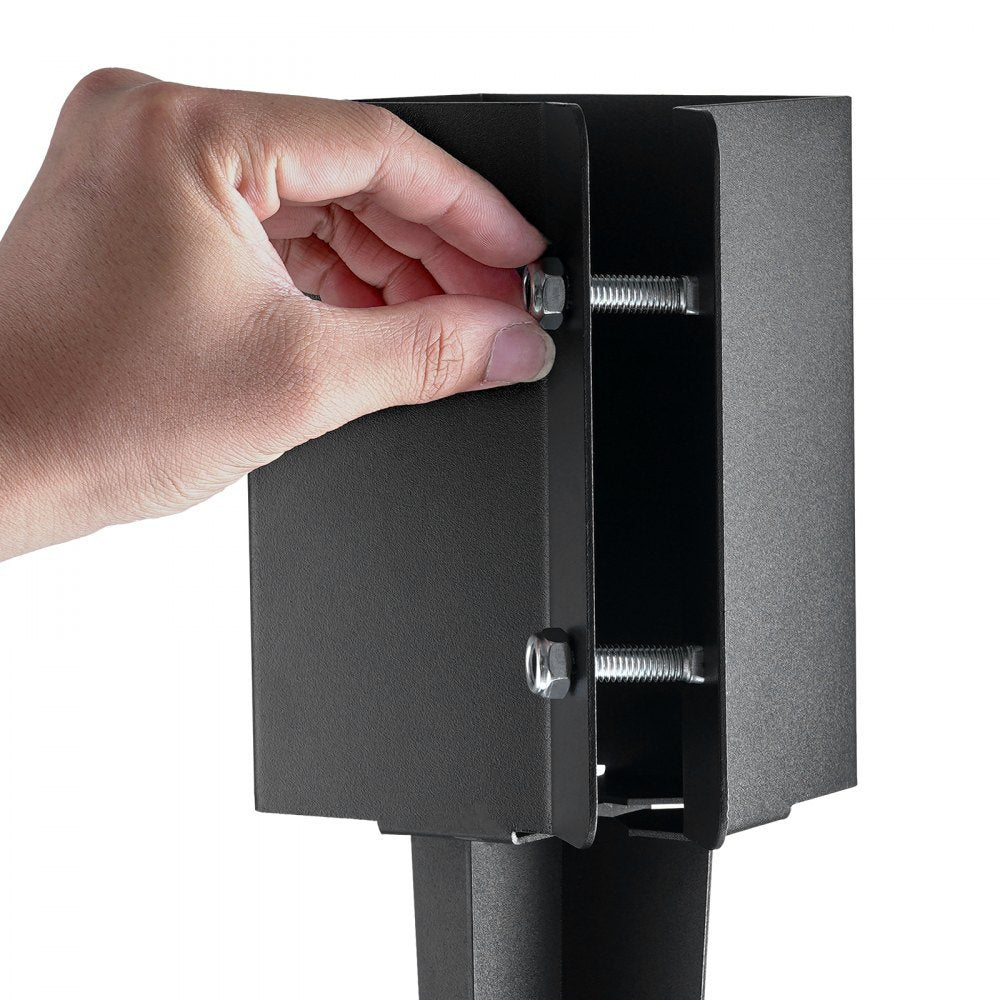 VEVOR Fence Post Anchor Ground Spike, 4 Pack 24 x 4 x 4 Inches Outer Diameter (Inner Diameter 3.5 x3.5 Inches), Metal Black Powder Coated Post Stake Ground, for Mailbox Deck Garden Railing 