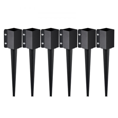 VEVOR Fence Post Anchor Ground Spike, 6 Pack 24 x 4 x 4 Inches Outer Diameter (Inner Diameter 3.5 x3.5 Inches), Metal Black Powder Coated Post Stake Ground, for Mailbox Deck Garden Railing 