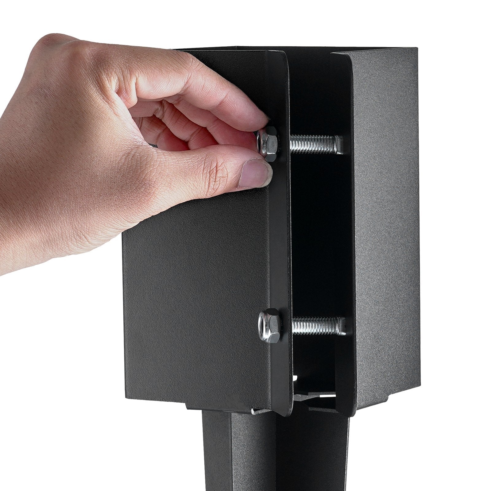 VEVOR Fence Post Anchor Ground Spike, 4 Pack 36 x 4 x 4 Inches Outer Diameter (Inner Diameter 3.5 x3.5 Inches), Metal Black Powder Coated Post Stake Ground, for Mailbox Deck Garden Railing 