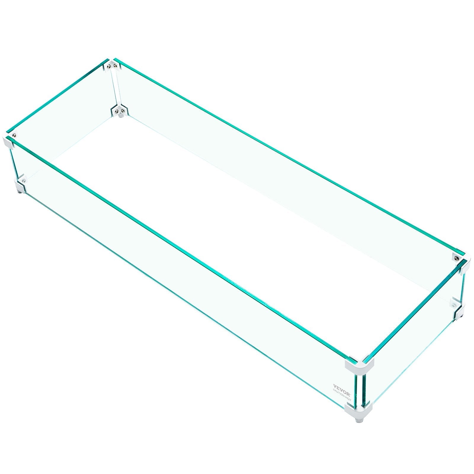 VEVOR Fire Pit Wind Guard, 29 x 13 x 6 inch Glass Flame Guard, Oblong Glass Shield, 0.3" Thick Fire Table, Clear Tempered Glass Flame Guard, Steady Feet Tree Pit Guard for Propane, Gas, Outdoor 