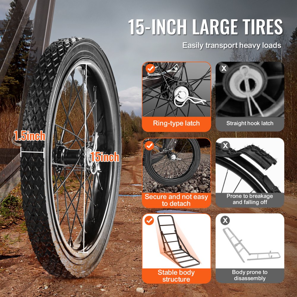 VEVOR Folding Deer Cart Game Hauler Utility Gear Dolly 300 LBS Capacity 