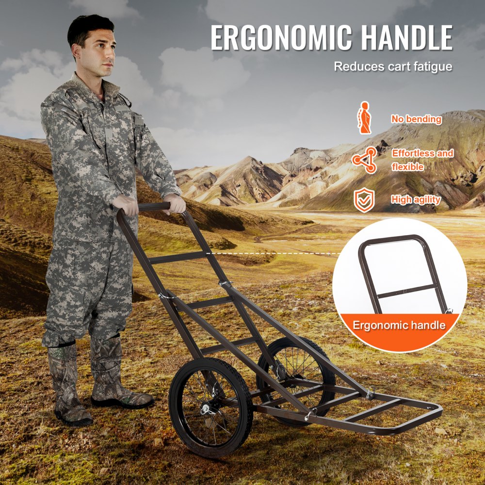 VEVOR Folding Deer Cart Game Hauler Utility Gear Dolly 300 LBS Capacity 