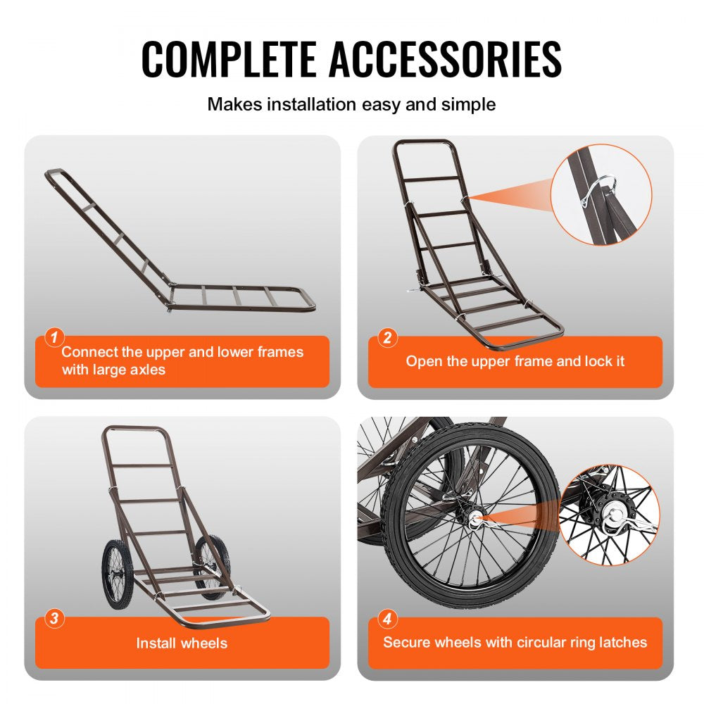 VEVOR Folding Deer Cart Game Hauler Utility Gear Dolly 300 LBS Capacity 