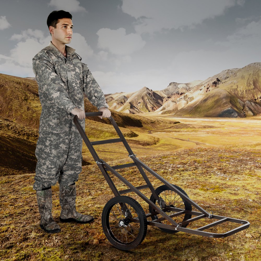 VEVOR Folding Deer Cart Game Hauler Utility Gear Dolly 300 LBS Capacity 