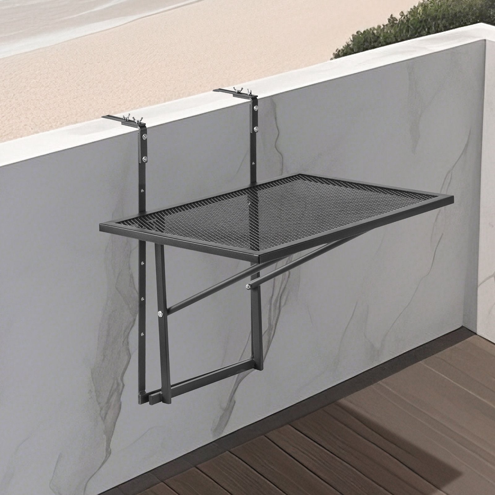 VEVOR Balcony Hanging Table 19 x 24 in Metal Patio Railing Table Adjustable 