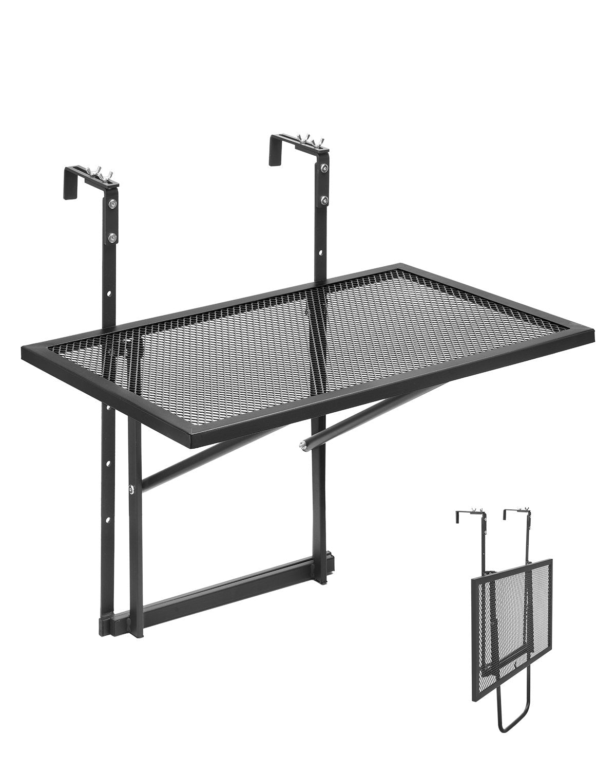 VEVOR Balcony Hanging Table 19 x 24 in Metal Patio Railing Table Adjustable 