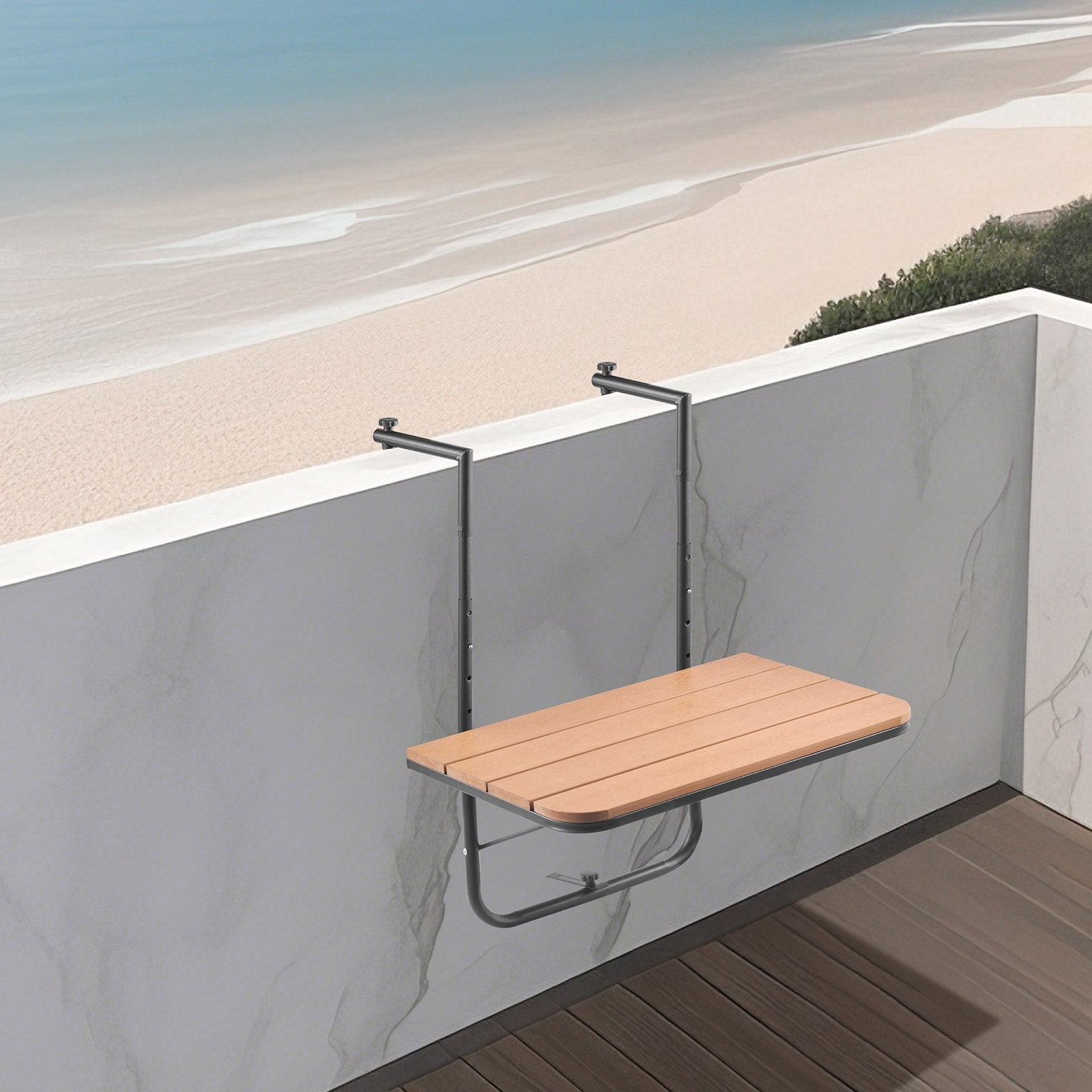 VEVOR Balcony Hanging Table 25 x 24 in Patio Railing Bar Table Adjusable 
